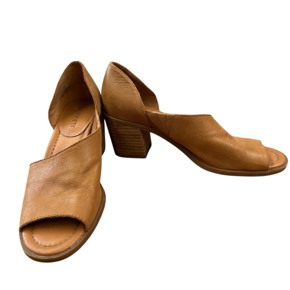 Sole Society Ralimia stacked heel leather slip on shoes in Topanga Tan 7.5 - Picture 7 of 11